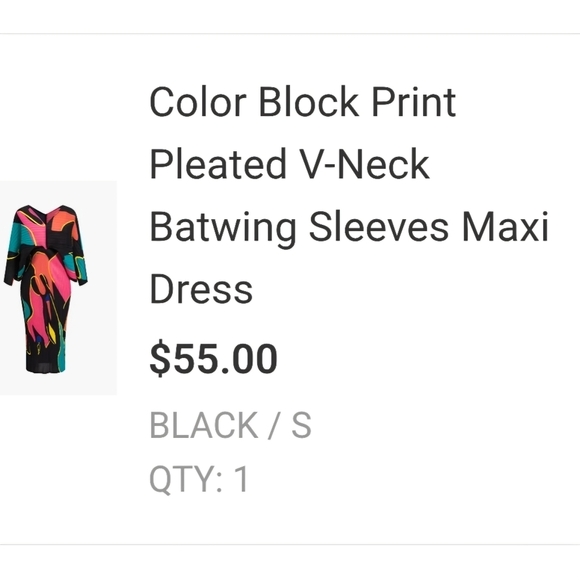 Batwinged Colorblock Fitted Pleated Dress By MICAS Size Small - Picture 4 of 4